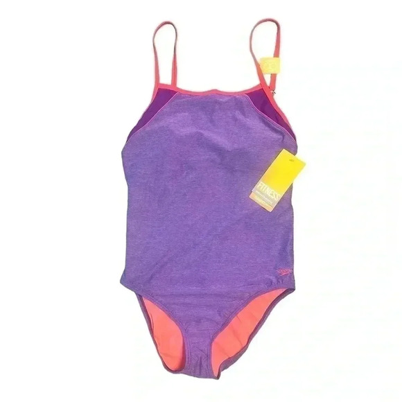 Speedo Women's Heathered Purple Clip-Back One-Piece Swimsuit Size 14 NWT - Picture 4 of 8